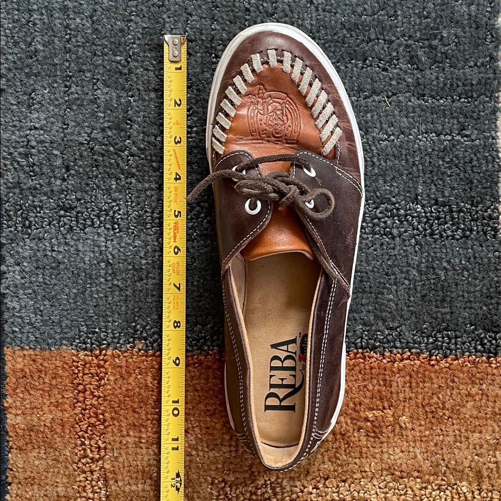Reba by Justin Atoka Women’s Two-Tone Brown Leather Loafers Boat Shoes - Picture 15 of 16